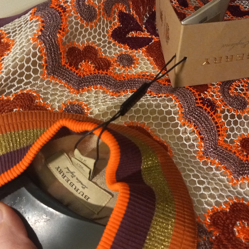 New Burberry Edna Floral Sleeveless Dress Orange and Purple Accents, Size M - Picture 5 of 10